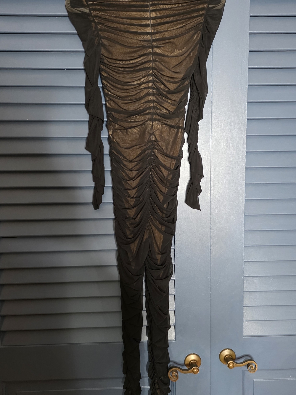 SER.O.YA Virgo Ruched Mesh Catsuit Jumpsuit in Black - Size M - Picture 9 of 14